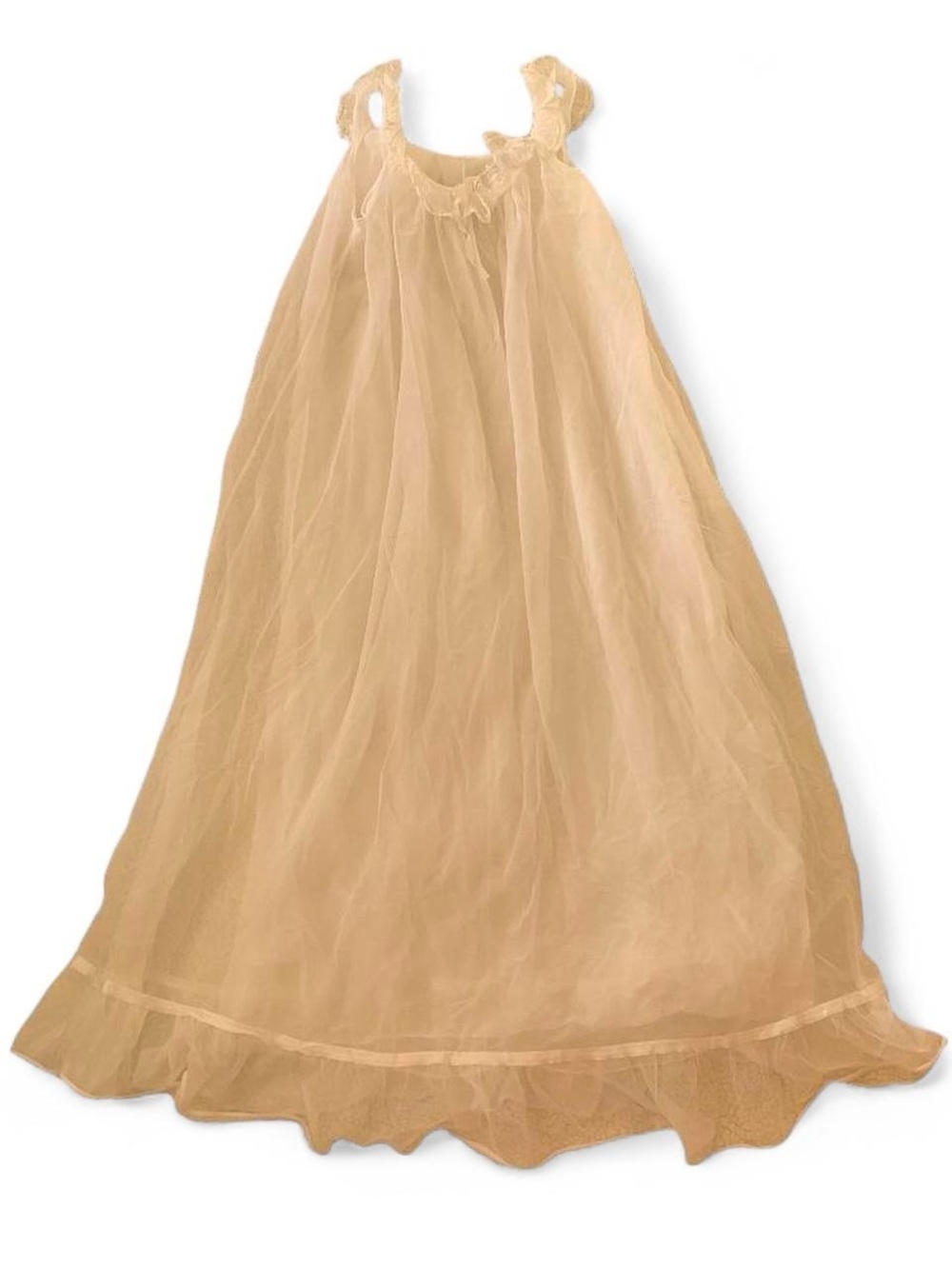 Vintage White Chiffon Layered Babydoll Midi Long Dress
